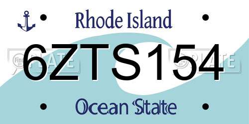 6ZTS154 Rhode Island License Plate