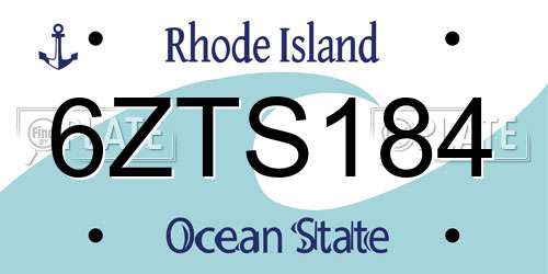 6ZTS184 Rhode Island License Plate