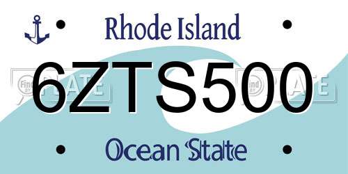 6ZTS500 Rhode Island License Plate