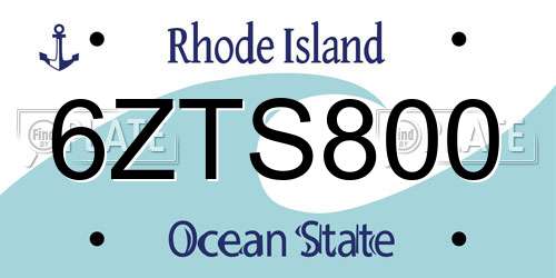 6ZTS800 Rhode Island License Plate