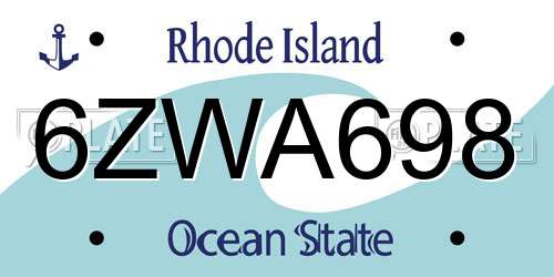 6ZWA698 Rhode Island License Plate