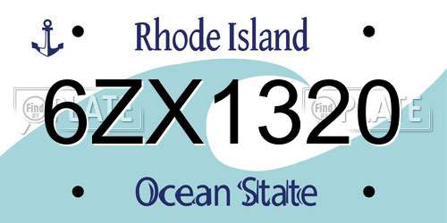 6ZX1320 Rhode Island License Plate