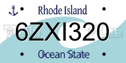 6ZXI320 Rhode Island License Plate