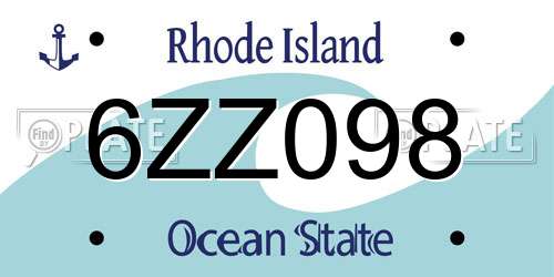 6ZZ098 Rhode Island License Plate