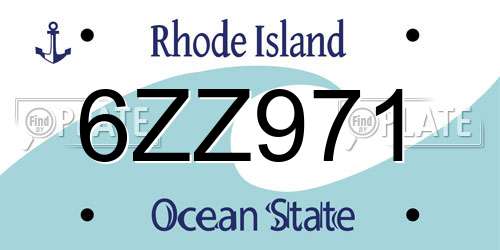 6ZZ971 Rhode Island License Plate