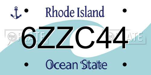 6ZZC44 Rhode Island License Plate