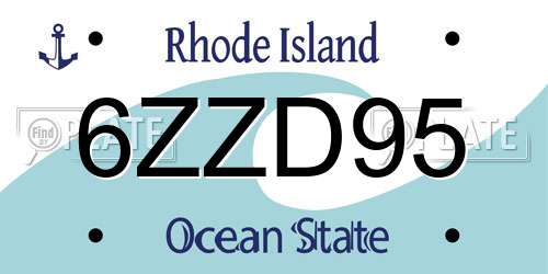 6ZZD95 Rhode Island License Plate