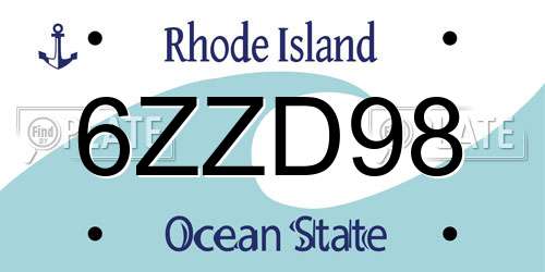 6ZZD98 Rhode Island License Plate
