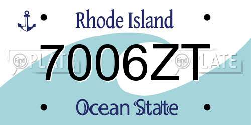 7006ZT Rhode Island License Plate