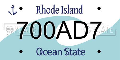700AD7 Rhode Island License Plate