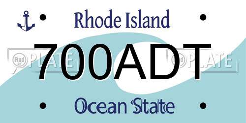 700ADT Rhode Island License Plate