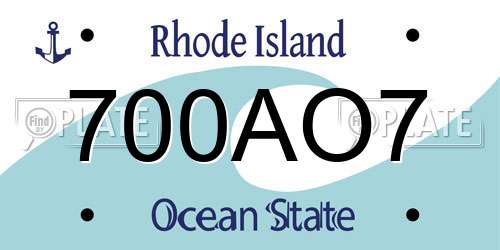 700AO7 Rhode Island License Plate