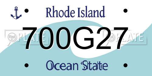 700G27 Rhode Island License Plate