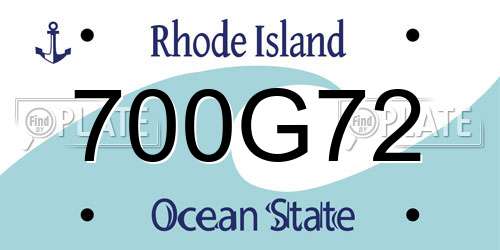 700G72 Rhode Island License Plate