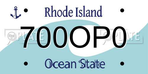 700OP0 Rhode Island License Plate