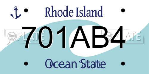 701AB4 Rhode Island License Plate