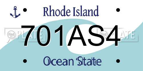 701AS4 Rhode Island License Plate