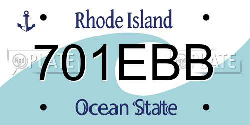701EBB Rhode Island License Plate