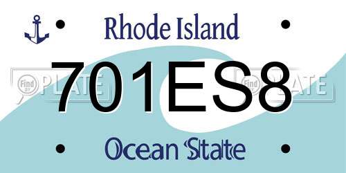 701ES8 Rhode Island License Plate