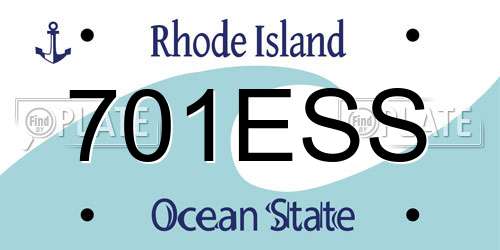 701ESS Rhode Island License Plate