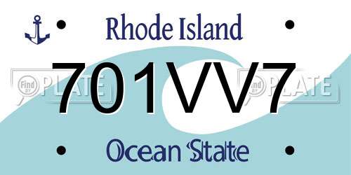 701VV7 Rhode Island License Plate