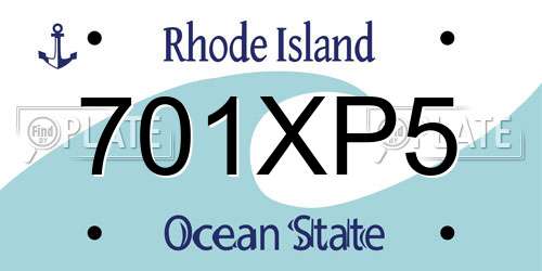 701XP5 Rhode Island License Plate