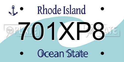 701XP8 Rhode Island License Plate