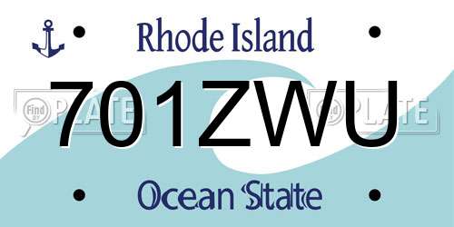 701ZWU Rhode Island License Plate