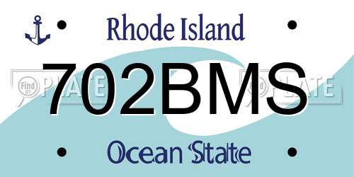 702BMS Rhode Island License Plate