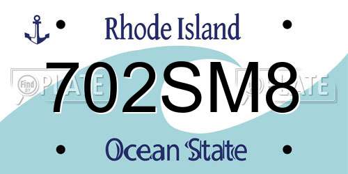 702SM8 Rhode Island License Plate
