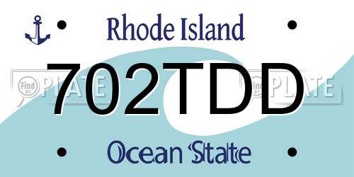 702TDD Rhode Island License Plate
