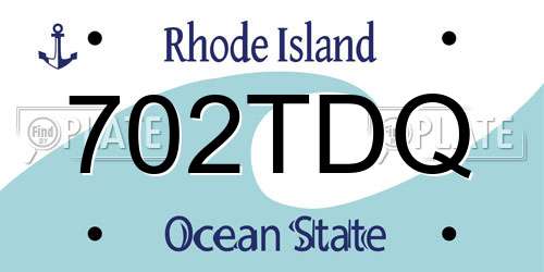 702TDQ Rhode Island License Plate