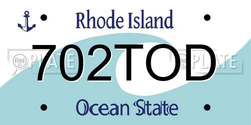 702TOD Rhode Island License Plate