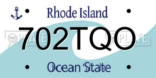 702TQO Rhode Island License Plate