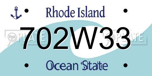 702W33 Rhode Island License Plate
