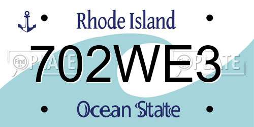 702WE3 Rhode Island License Plate