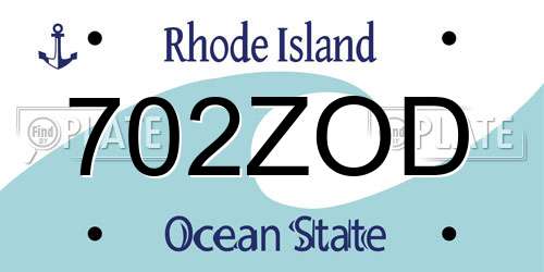 702ZOD Rhode Island License Plate