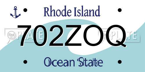 702ZOQ Rhode Island License Plate