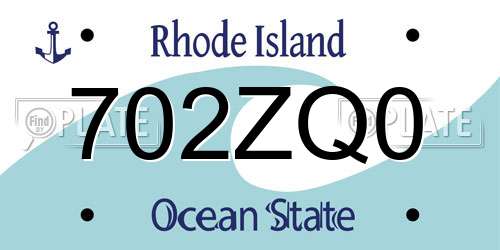 702ZQ0 Rhode Island License Plate