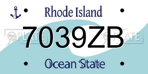 7039ZB Rhode Island License Plate