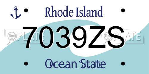 7039ZS Rhode Island License Plate