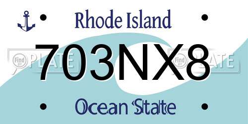 703NX8 Rhode Island License Plate