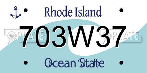 703W37 Rhode Island License Plate