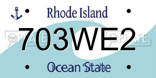 703WE2 Rhode Island License Plate