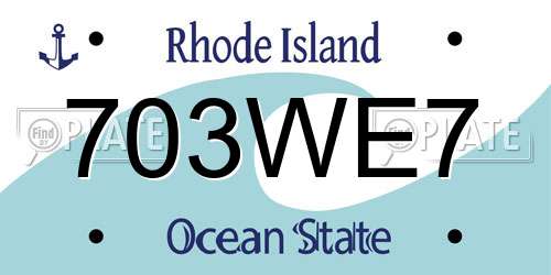 703WE7 Rhode Island License Plate