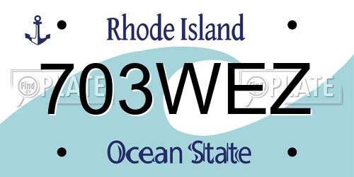 703WEZ Rhode Island License Plate