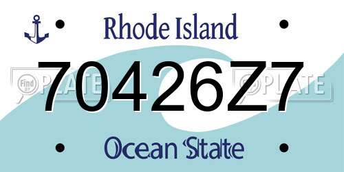70426Z7 Rhode Island License Plate