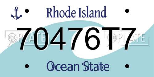 70476T7 Rhode Island License Plate