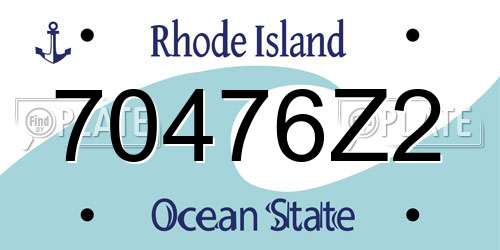 70476Z2 Rhode Island License Plate