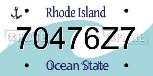 70476Z7 Rhode Island License Plate